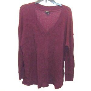 Torrid Burgundy V-Neck Knit Thin Sweater Top Size 1 1X